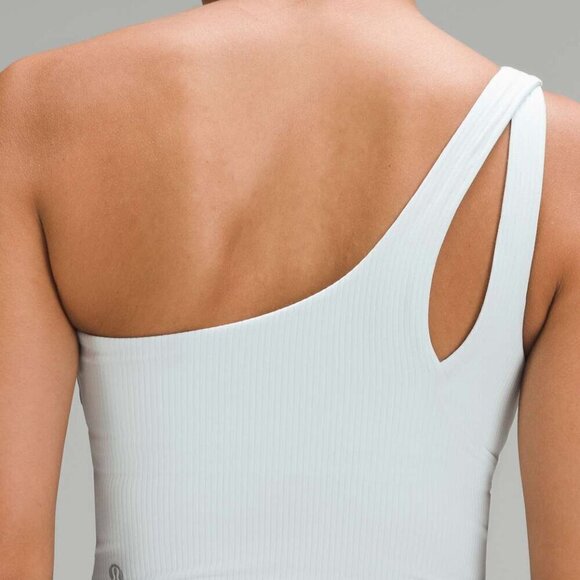 lululemon Ribbed Nulu Asymmetrical Yoga Tank Top in Sheer Blue Size 12 - Picture 2 of 5